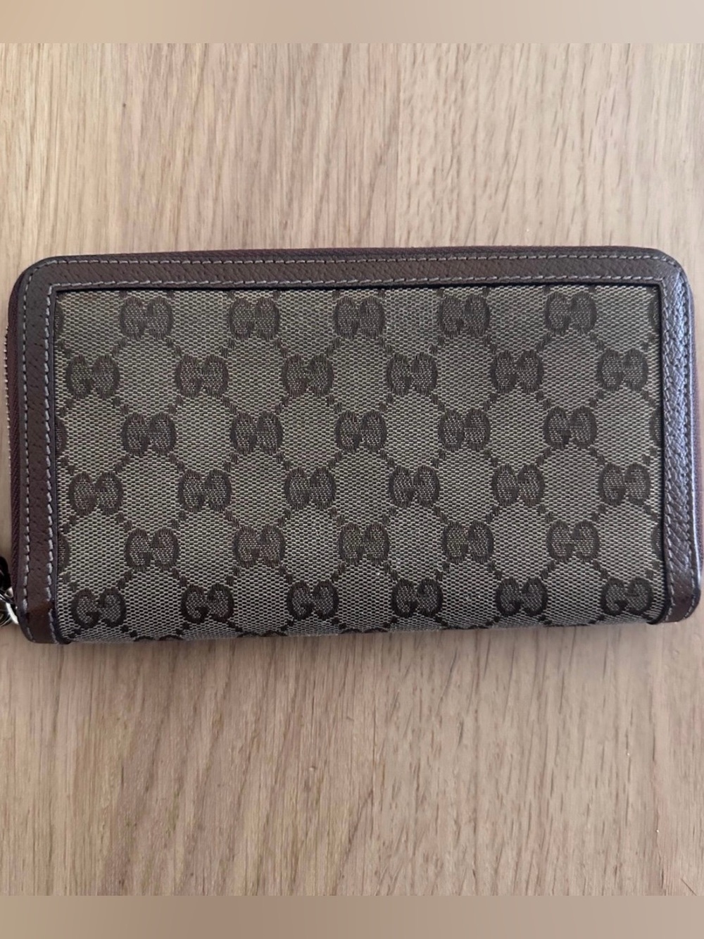 Gucci Brown GG Supreme Zip-Around Wallet